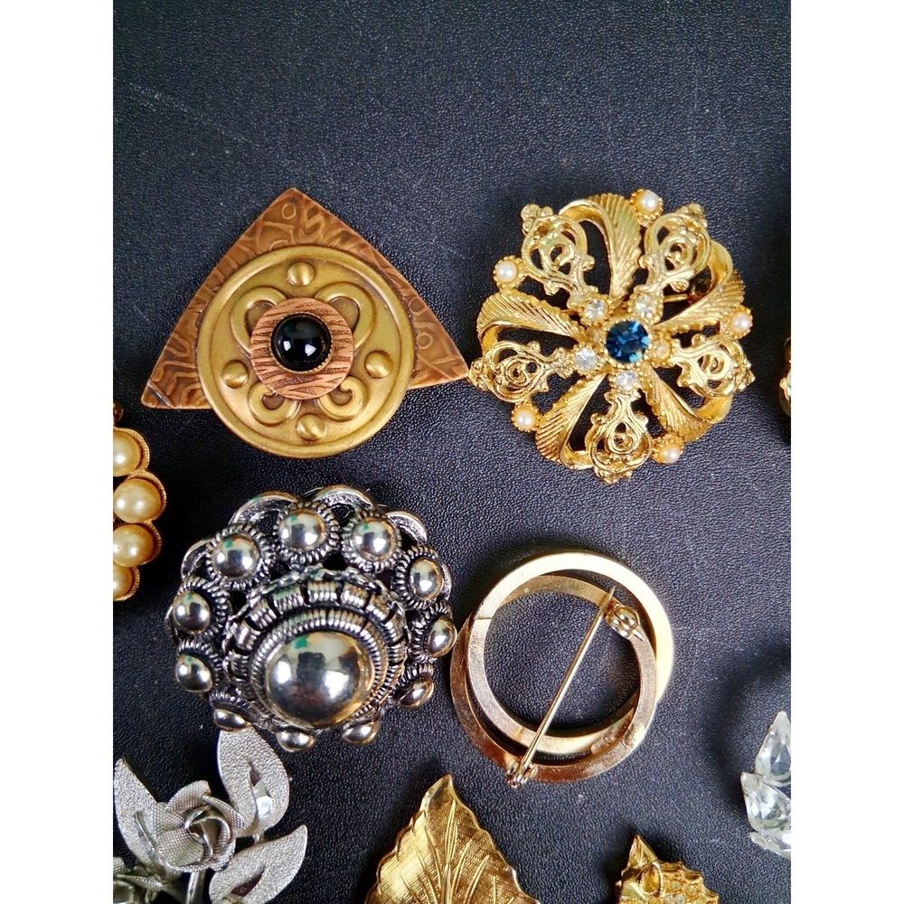 Lot Of 17 Vintage & Modern Brooches Filigree Enamel Bird Silver Gold Tone Floral - Picture 3 of 16